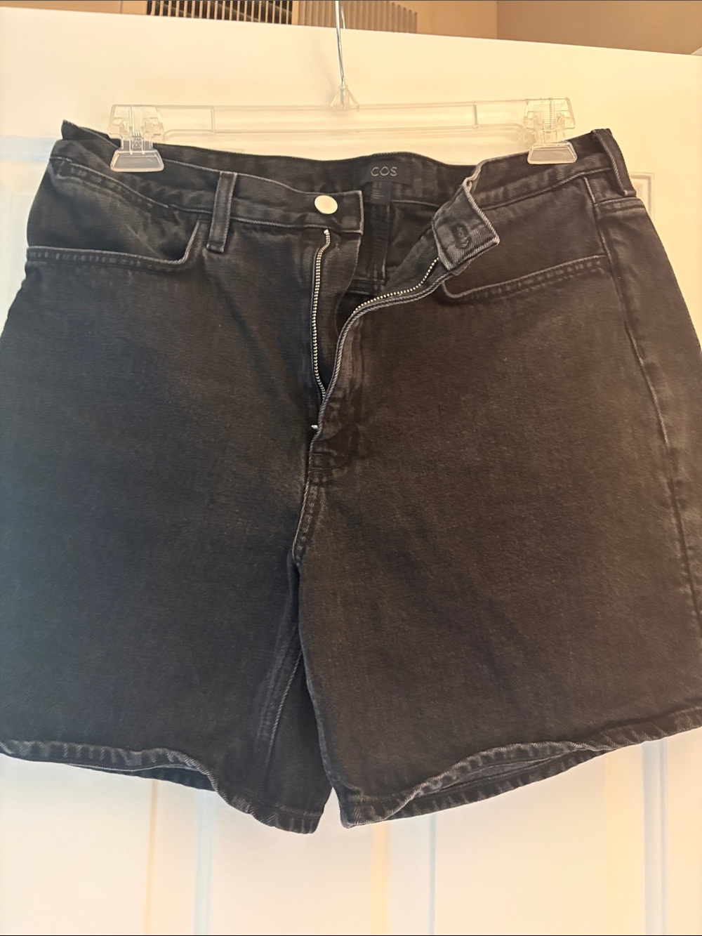 COS faded black denim Bermuda short, sz 32